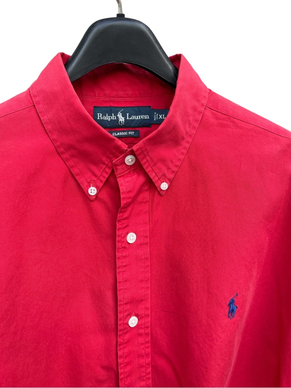 Ralph Lauren Red Long-Sleeve Button-Down Shirt with Blue Pony - Picture 3 of 7